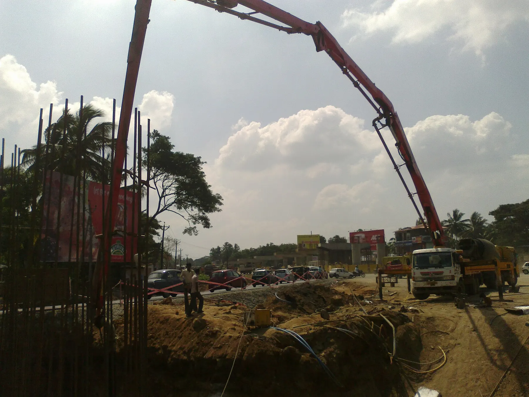 Concrete pump at a construction site